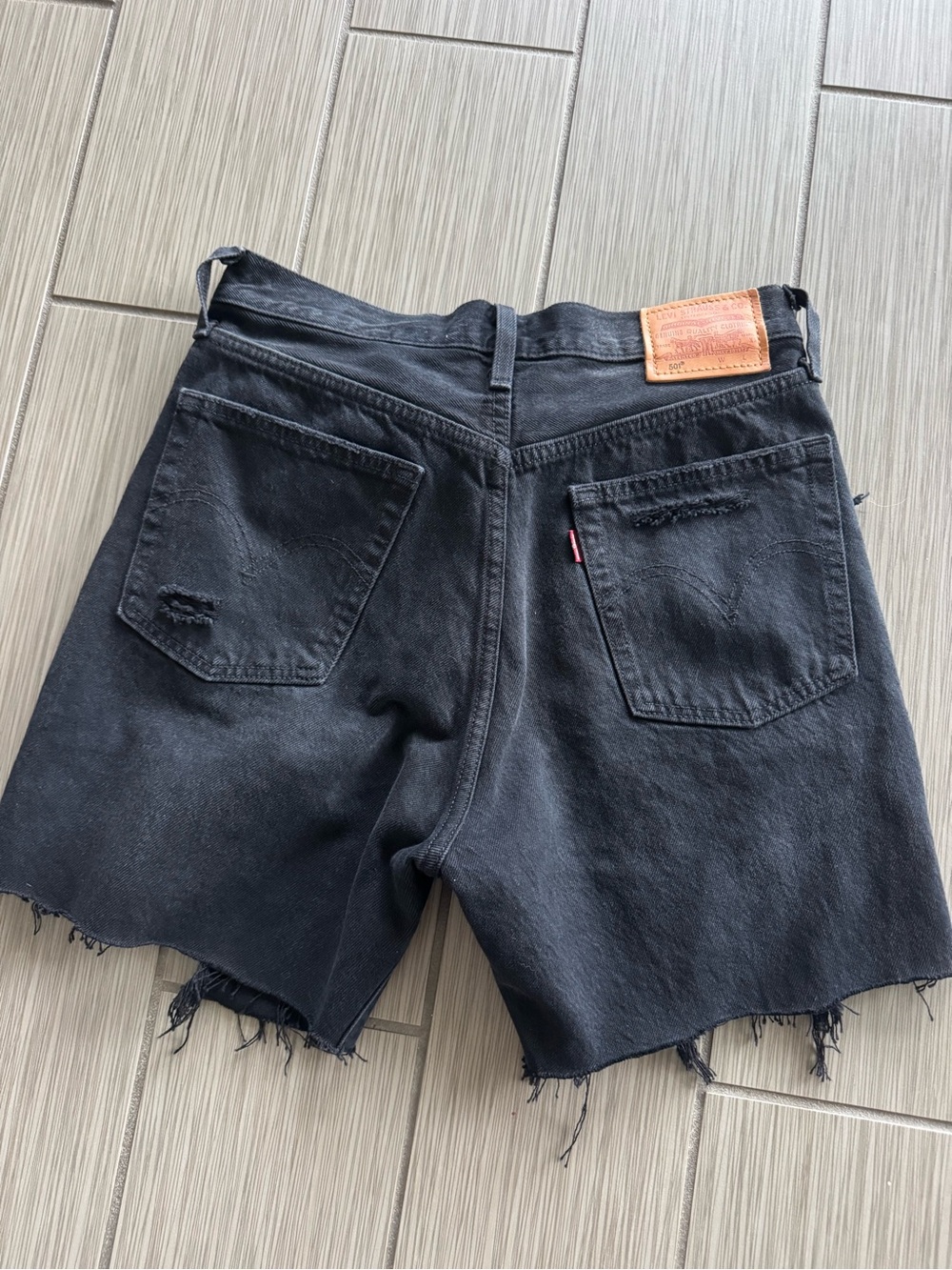 Levi's 501 Black Raw Hem Cutoff Denim Shorts